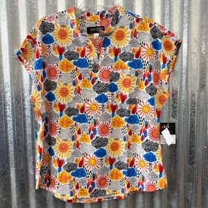 Koi-Scrub Print Top-Women-Rainy Daze-L